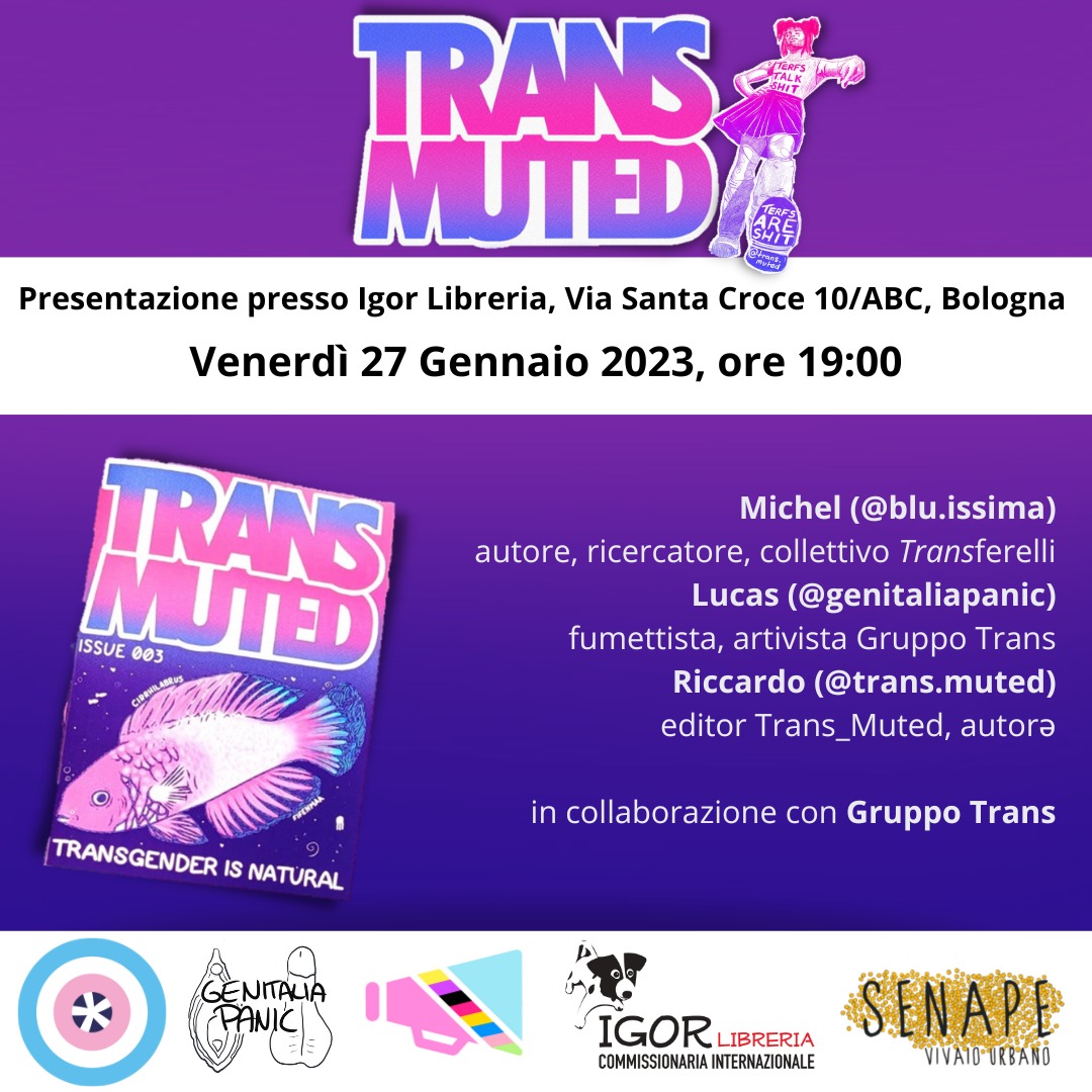 Trans Muted e genitalia panic presso igor libreria il 27 Gennaio ore 19:00